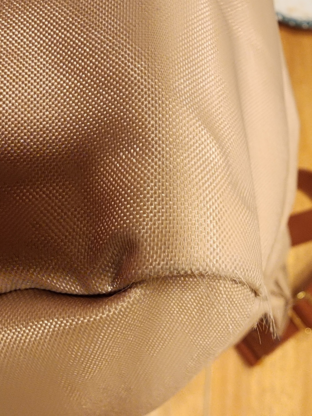 beige Longchamp Le Pliage Side Pocket Hobo bag lightweight sporty nylon - Picture 8 of 16